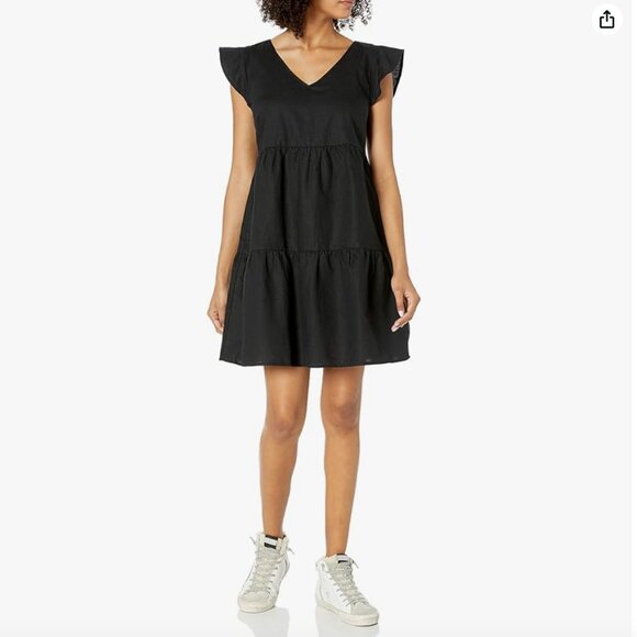 Goodthreads Linen Blend Flutter-Sleeve Peasant Dress | Size S - Picture 1 of 3